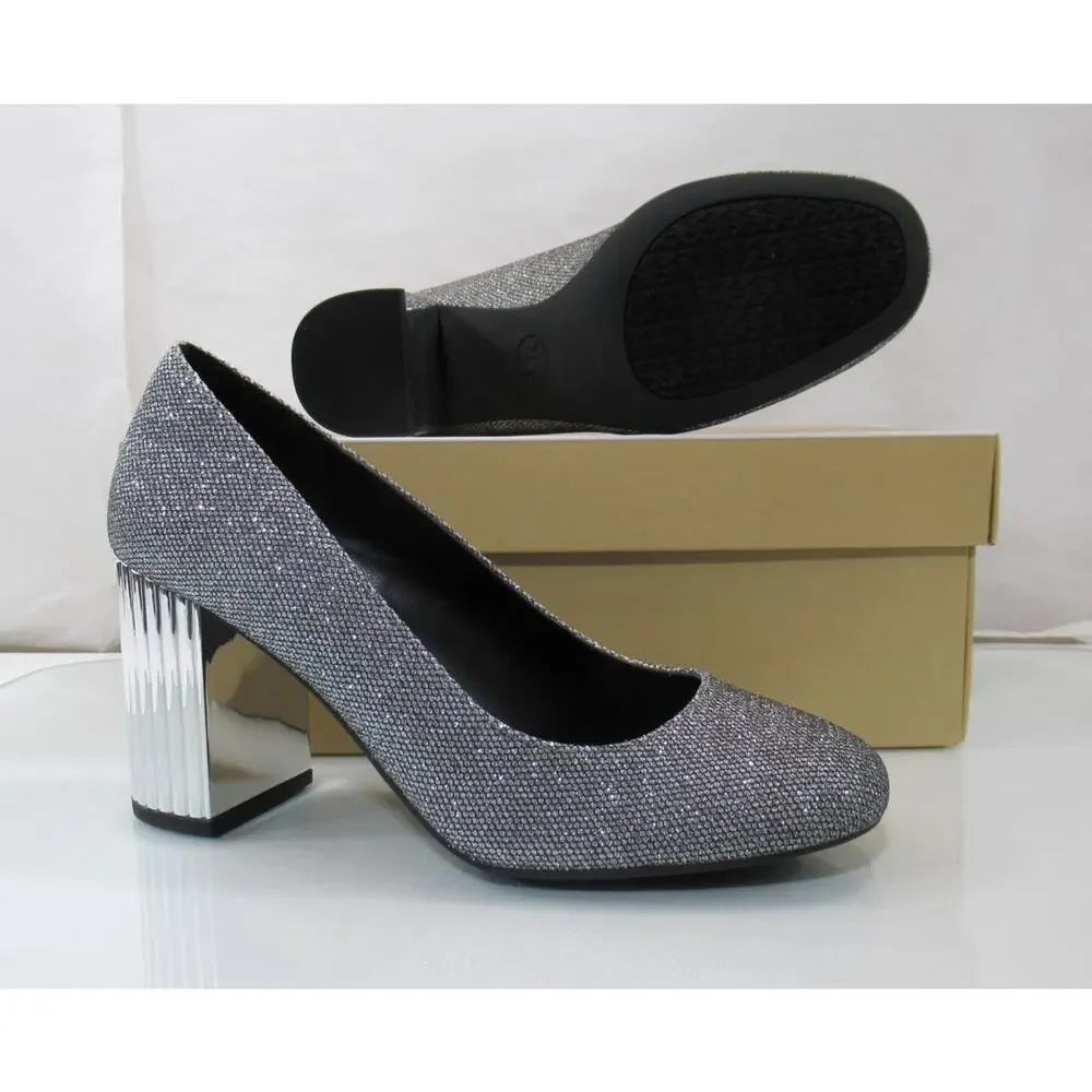 MICHAEL Michael Kors Porter Flex Dress Heels Pump Silver Glitter Size 7